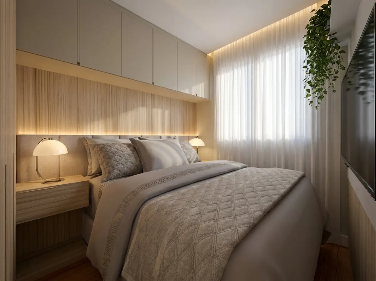 Dormitório casal master — projeto de interiores em São Mateus, SP