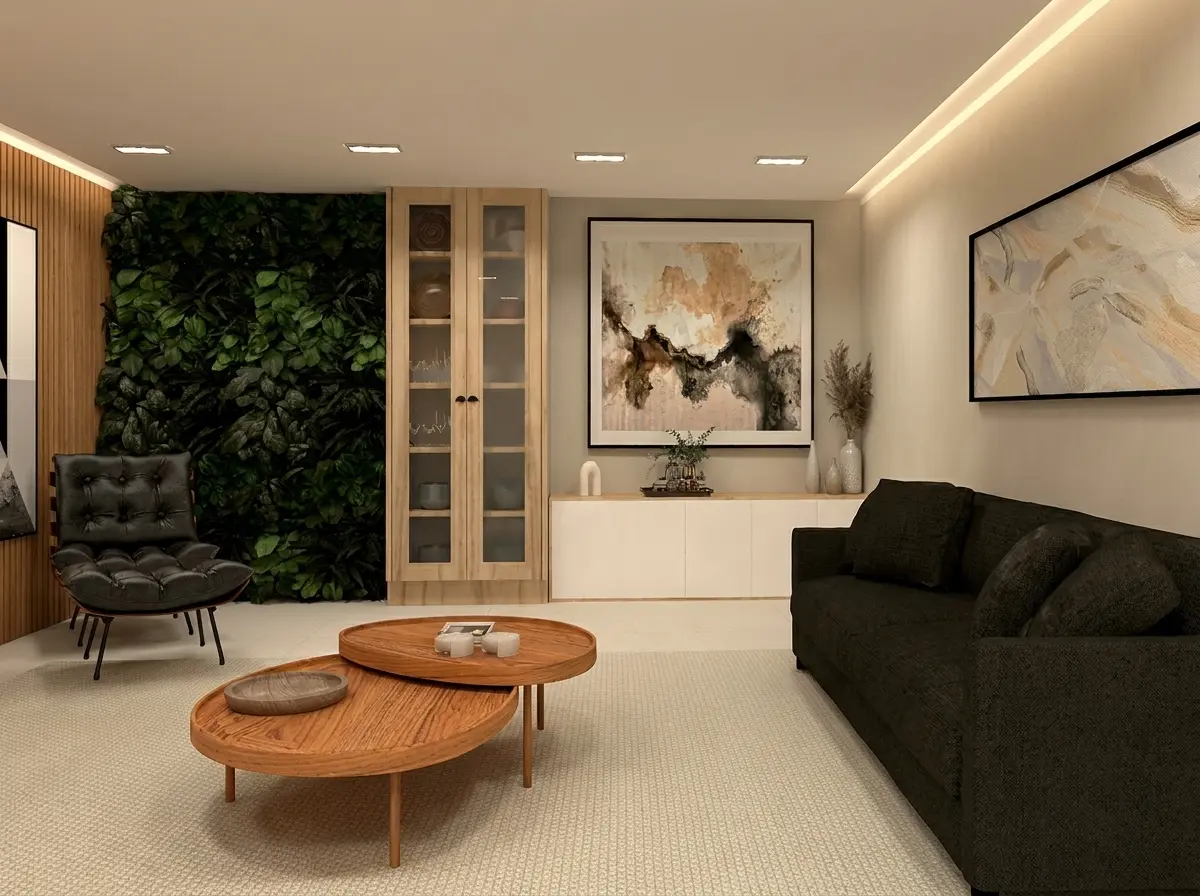 Sala de estar contemporânea — projeto residencial Brooklin, SP — Lúmen Arquitetura