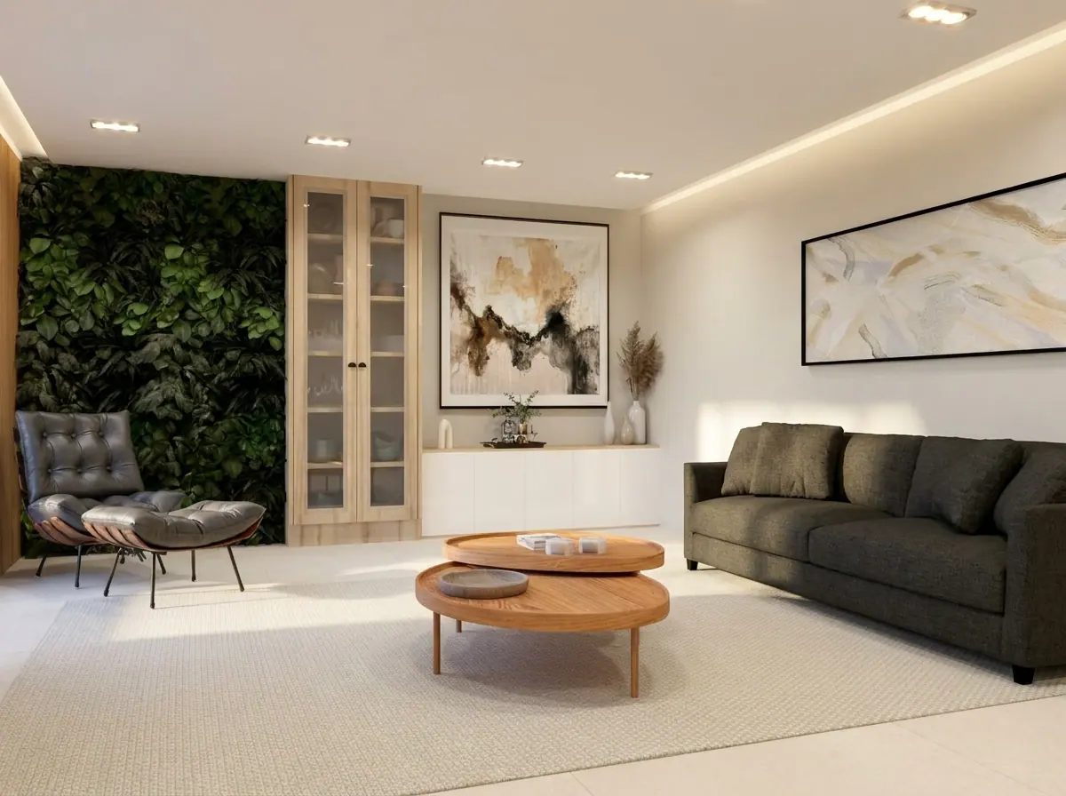 Sala de estar contemporânea com design moderno — projeto residencial no Brooklin, SP