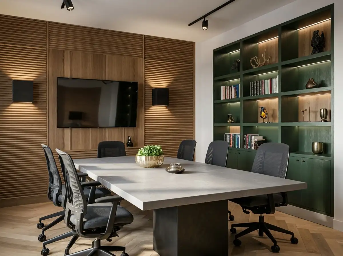 Sala de reunião corporativa — projeto comercial Berrini, SP — Lúmen Arquitetura